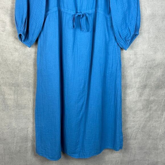 Velvet Graham Spencer Dress Womens Small Blue Audrey Midi Lagenlook Boho Cottage - Picture 4 of 15